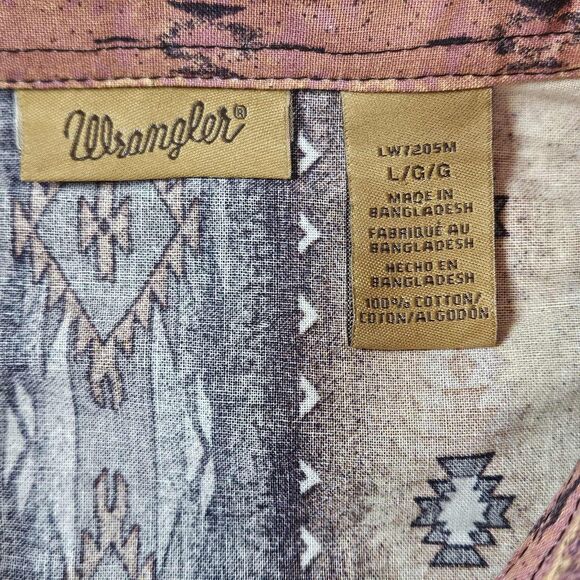 Vintage Womens Wrangler Western Shirt  Diamond Shape Pearl Snap Long Sleeve Larg - Picture 3 of 10